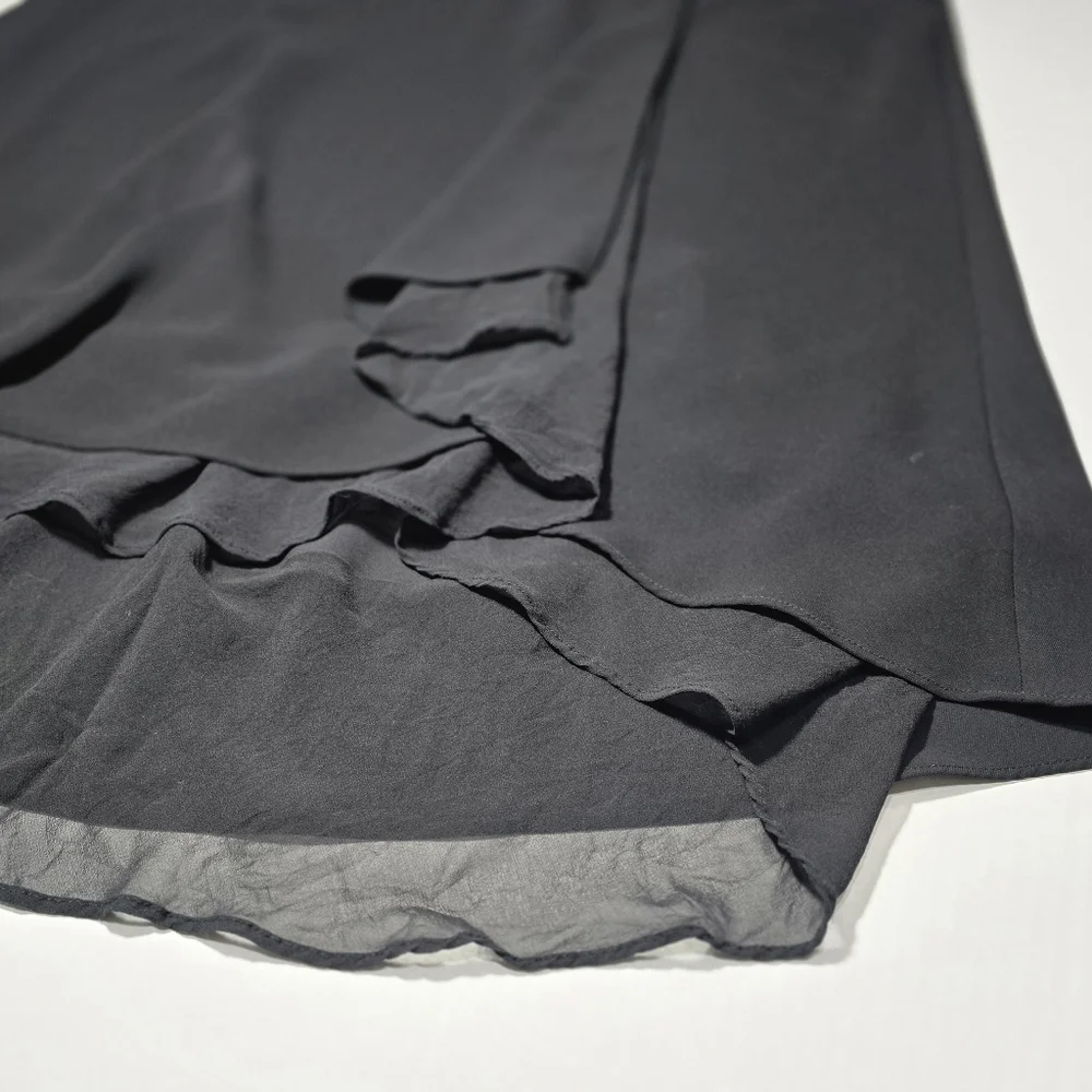 Talbots 12 Elegant Black Sleeveless Dress Ruffled Bottom & Crepe Staple Piece - Picture 7 of 13